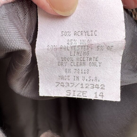 Jessica Scott Vintage Womens Pink Black Wool Blend Houndstooth Blazer Jacket 14 - Picture 6 of 10